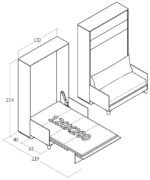 120x200 tek kişilik duvar yatağı kapalı hali, katlanır yatak sistemi modern tasarım, sandıklı model
