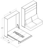 140x190 çift kişilik duvar yatağı kapalı hali, katlanır yatak sistemi modern tasarım koltuklu model