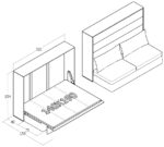 140x190 çift kişilik duvar yatağı kapalı hali, katlanır yatak sistemi modern tasarım koltuklu model