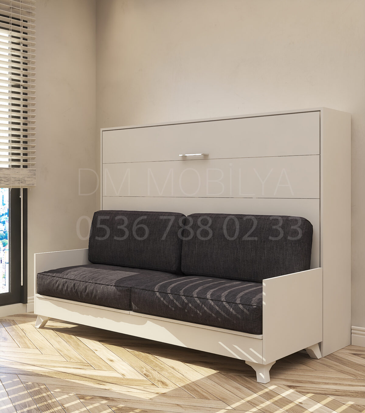 140x190 çift kişilik duvar yatağı kapalı hali, katlanır yatak sistemi modern tasarım sandıklı model