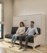 140x190 çift kişilik duvar yatağı kapalı hali, katlanır yatak sistemi modern tasarım sandıklı model