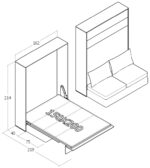 150x200 çift kişilik duvar yatağı kapalı hali, katlanır yatak sistemi modern tasarım koltuklu model