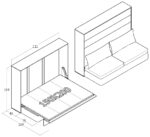 150x200 çift kişilik duvar yatağı kapalı hali, katlanır yatak sistemi modern tasarım koltuklu model