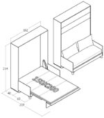 150x200 çift kişilik duvar yatağı açık hali, katlanır yatak sistemi modern tasarım sandıklı model