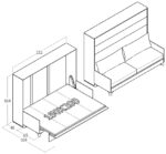 150x200 çift kişilik duvar yatağı kapalı hali, katlanır yatak sistemi modern tasarım sandıklı model