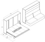 160x200 çift kişilik duvar yatağı kapalı hali, katlanır yatak sistemi modern tasarım koltuklu model