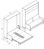 160x200 çift kişilik duvar yatağı açık hali, katlanır yatak sistemi modern tasarım sandıklı model