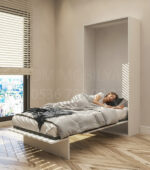 90x190 tek kişilik duvar yatağı açık hali, katlanır yatak sistemi modern tasarım