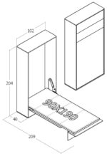90x190 tek kişilik duvar yatağı açık hali, katlanır yatak sistemi modern tasarım