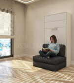 90x190 tek kişilik duvar yatağı kapalı hali, katlanır yatak sistemi modern tasarım, koltuklu model