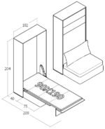 90x190 tek kişilik duvar yatağı kapalı hali, katlanır yatak sistemi modern tasarım, koltuklu model