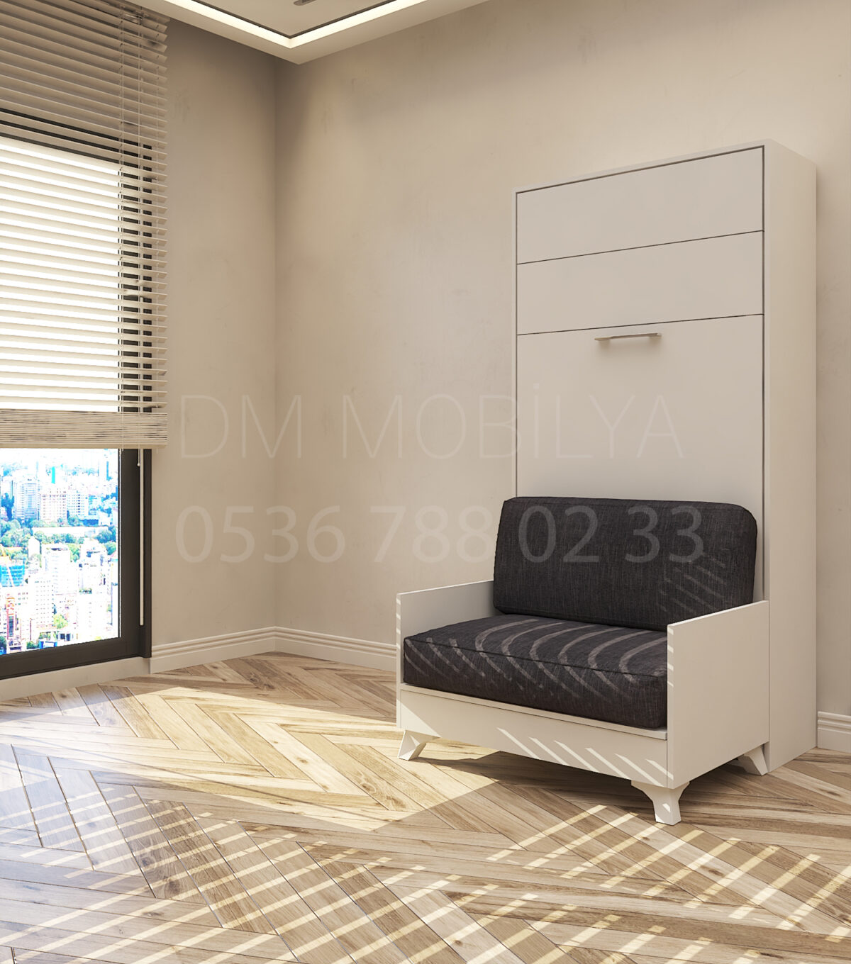 90x190 tek kişilik duvar yatağı kapalı hali, katlanır yatak sistemi modern tasarım, sandıklı model