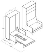 90x190 tek kişilik duvar yatağı kapalı hali, katlanır yatak sistemi modern tasarım, sandıklı model