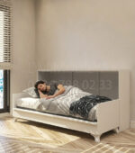 90x190 tek kişilik duvar yatağı açık hali, katlanır yatak sistemi modern tasarım, sandıklı model