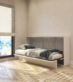 90x190 tek kişilik duvar yatağı açık hali, katlanır yatak sistemi modern tasarım