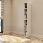 dar kitaplık küçük alanlar için ideal raflı kitaplık modeli