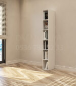 dar kitaplık küçük alanlar için ideal raflı kitaplık modeli