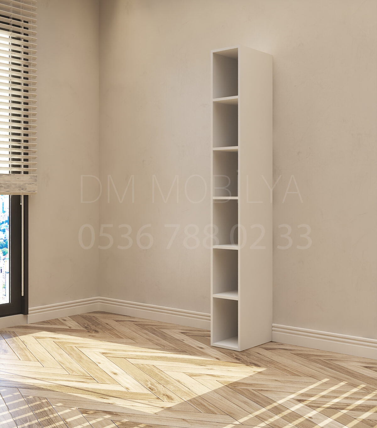 dar kitaplık küçük alanlar için ideal raflı kitaplık modeli