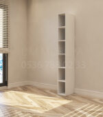 dar kitaplık küçük alanlar için ideal raflı kitaplık modeli