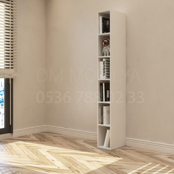 dar kitaplık küçük alanlar için ideal raflı kitaplık modeli