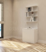 dekoratif kitaplık modern tasarım şık raflı kitaplık modeli