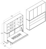 90x190 tek kişilik duvar yatağı açık hali, katlanır yatak sistemi modern tasarım üst dolaplı
