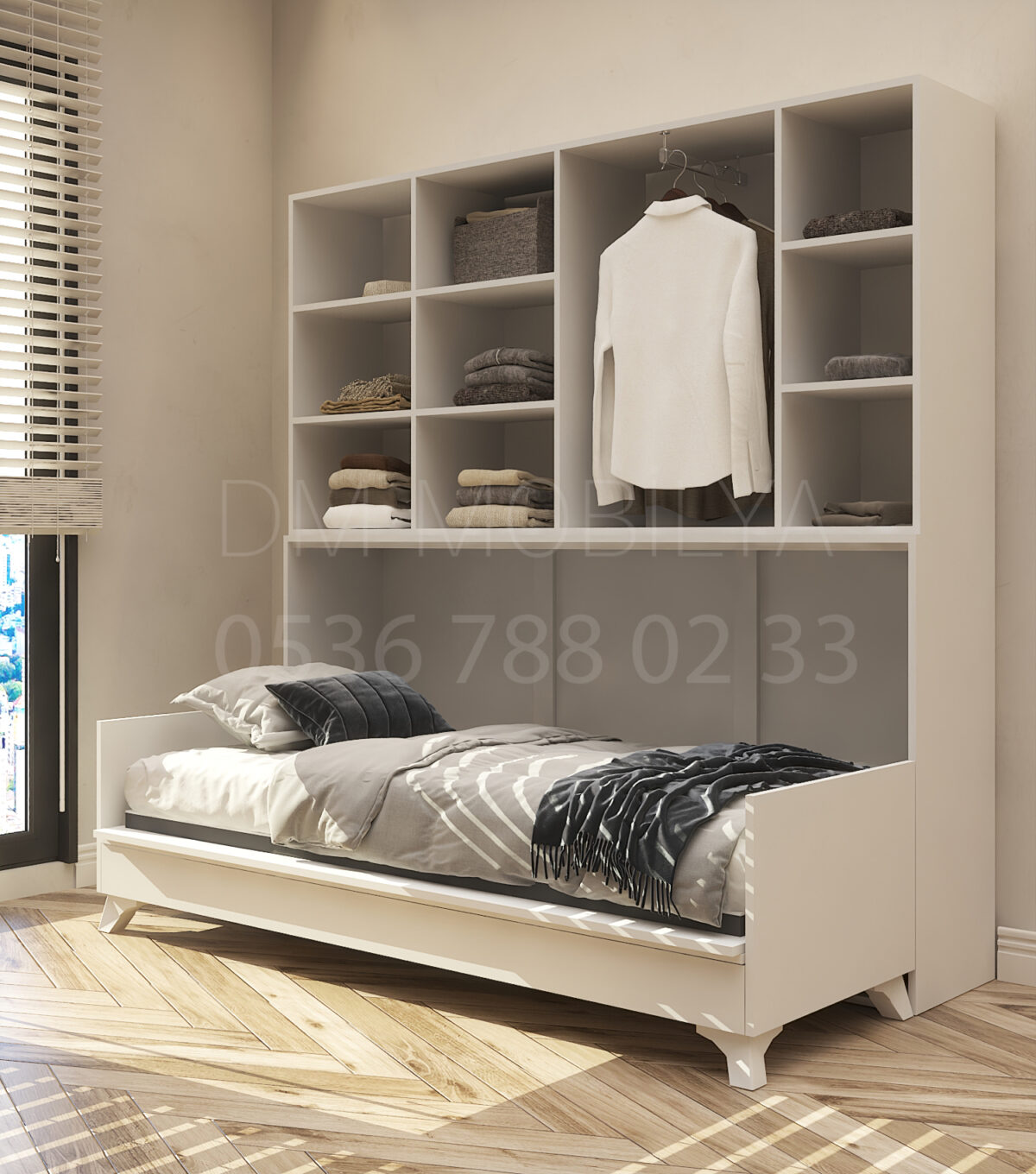 DM Horizon, katlanır yatak sistemi modern tasarım, sandıklı model ve üst dolaplı