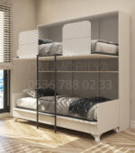 Modern ranza modeli, küçük odalar için ideal yer tasarruflu çift katlı yatak sandıklı model