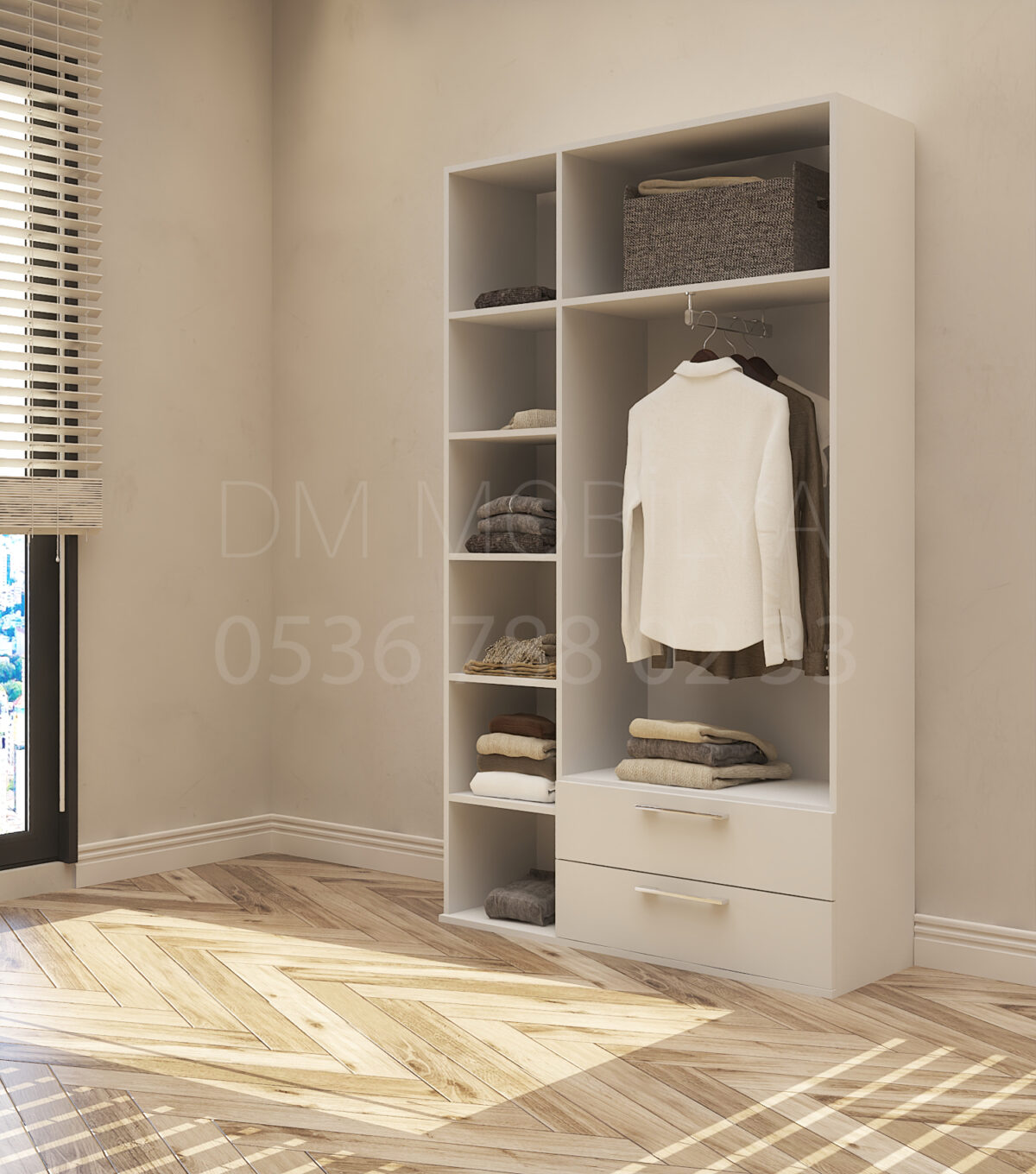 üç kapaklı dolap geniş depolama alanı sunan modern dolap modeli