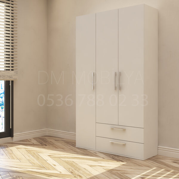 üç kapaklı dolap geniş depolama alanı sunan modern dolap modeli